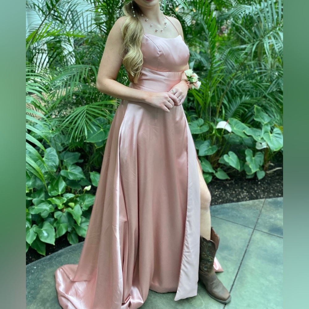 Dusty Pink Rose Satin Prom Dress
